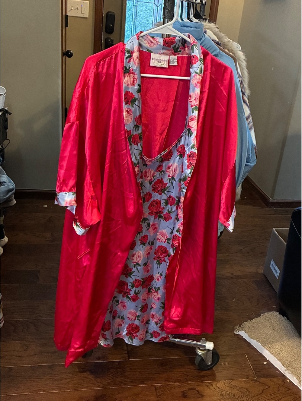 Vintage Sopre Lingerie Floral Satin Nightgown and Robe Set Size 3X/4X